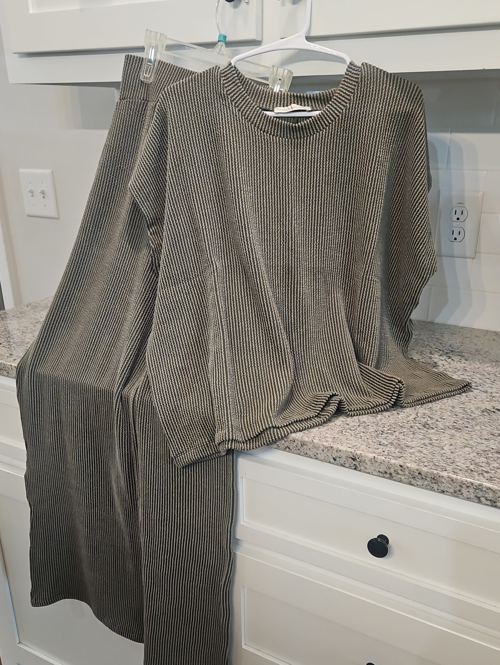 Zenana Outfitters Olive Green Ribbed Pantsuit